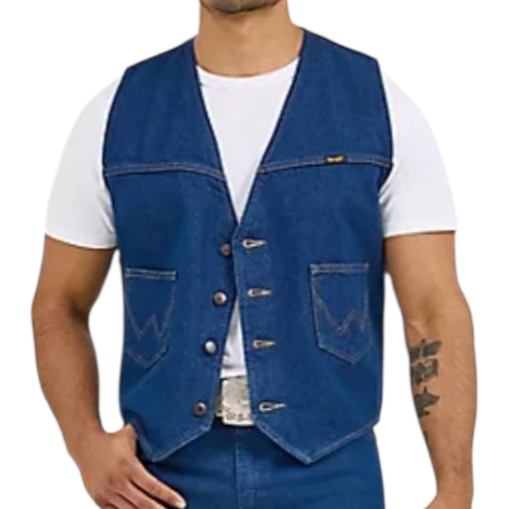 Wrangler Blue Denim Unlined Western Vest
